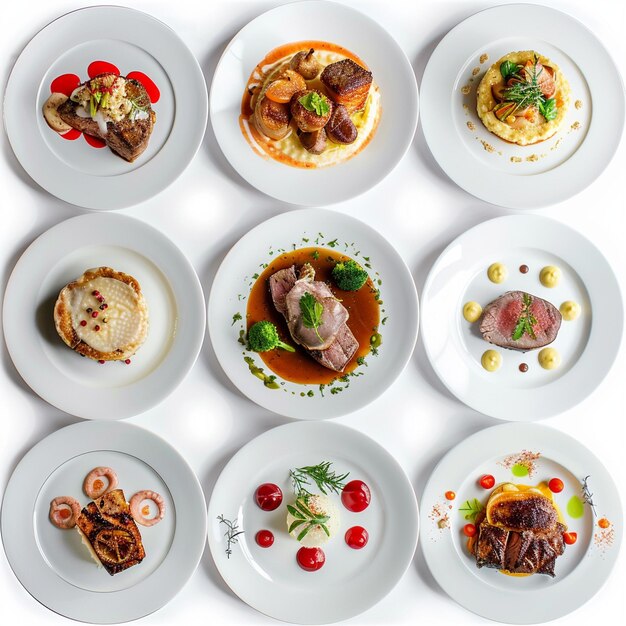 Różne talerze z jedzeniem